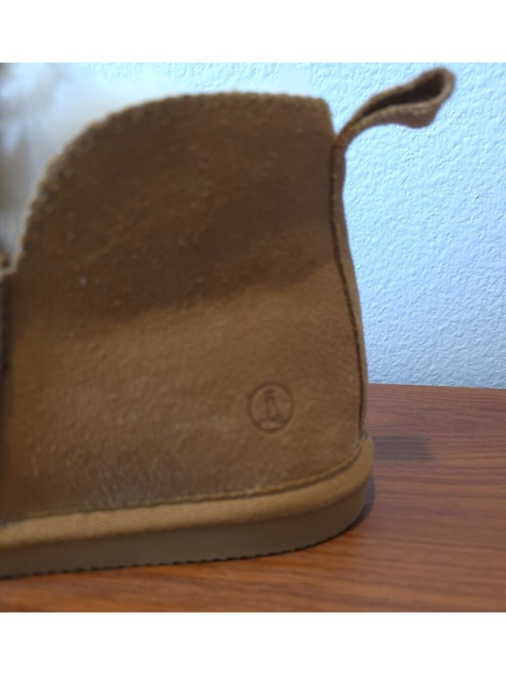 Lands’ End Suede Leather Tan Ankle Bootie Shearling Slip-On Slippers Men's 11D - Picture 7 of 8